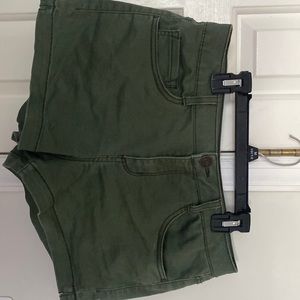 Olive shorts with a spandex stretch material